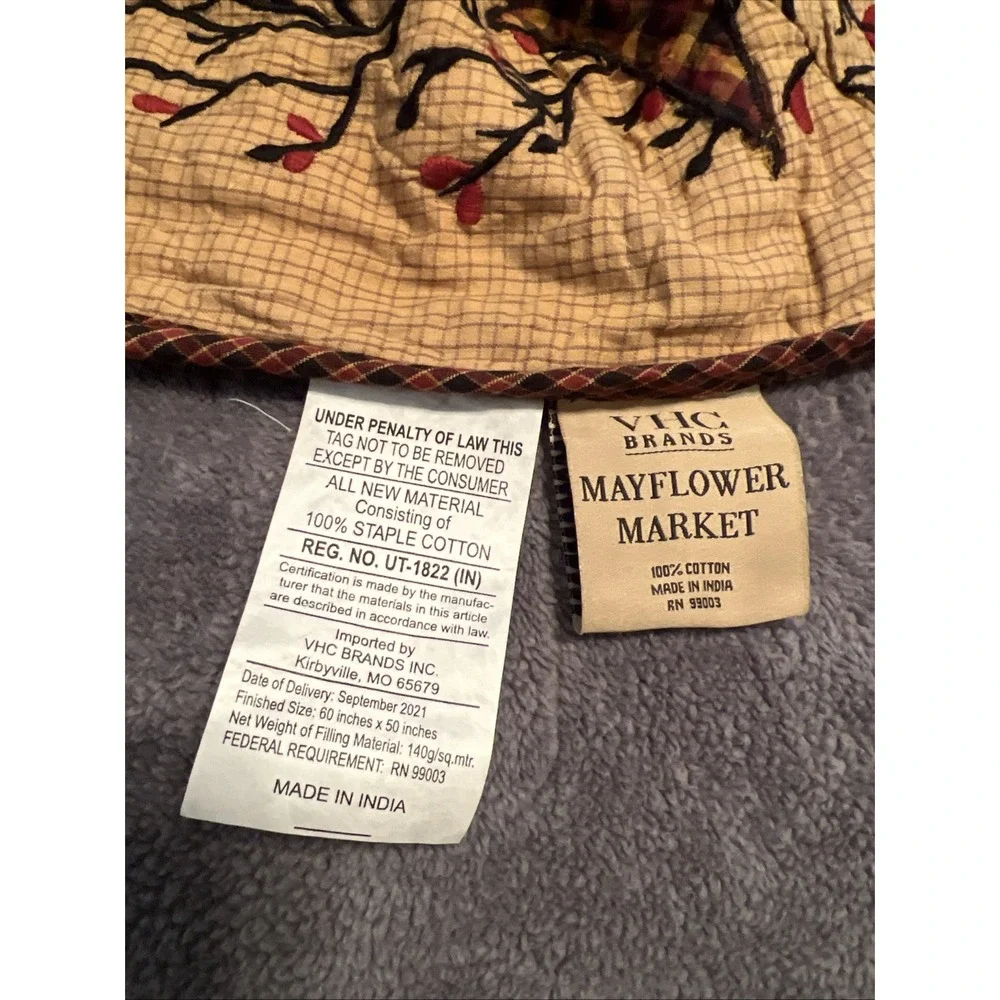 VHC Brands Heritage Farms Quilted Throw 50x60 Crow Star Primitive Country Wall